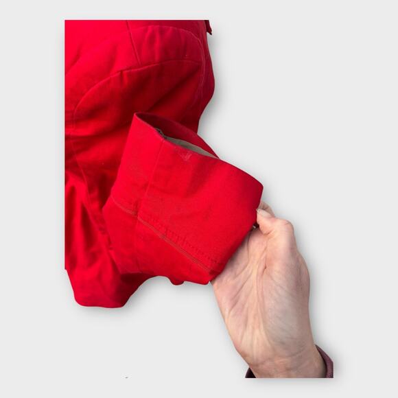 Elevenses Pansy Red Corset Back Lace Up Pleated Belted Trench Coat Women's sz 12 - Picture 7 of 15